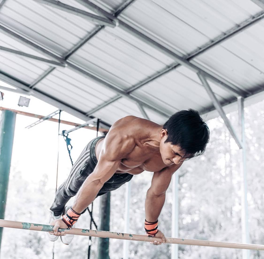 Calisthenics demonstration for personal training.