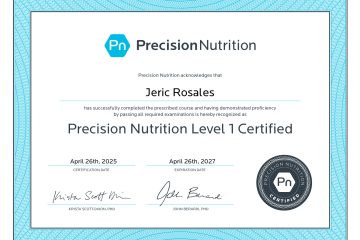 Precision Nutrition Certification for Jeric Rosales.